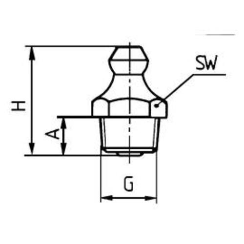 Hydraulik Schmiernippel H1 / A - 8, Bund 10, DIN 71412, Form A, V2A Edelstahl, zum Einschlagen