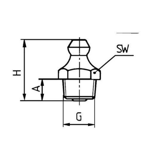 Hydraulik Schmiernippel H1 M 6 x 1,0, SW 7, DIN 71412, Form A, Edelstahl V2A mit zylindrischem Gewinde
