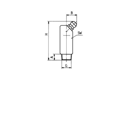 Hydraulik Schmiernippel H2 R 1/8", 4-Kant, SW11 Ges.L 37mm, DIN 71412, Form B- 45°, Stahl verzinkt