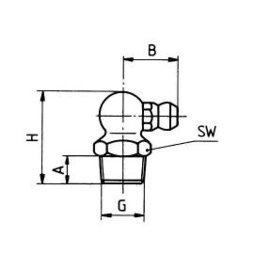 Hydraulik Schmiernippel H3 / A - 5, SW 10, DIN 71412, Form C - 90°, Stahl verzinkt, zum Einschlagen