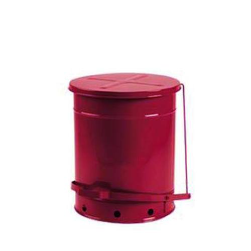 Justrite® Sicherheits-Entsorgungsbehälter mit Fußbetätigung, rund, 52 Ltr. Inhalt, rot