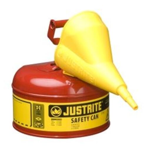 Justrite® Sicherheitsbehälter mit Trichter, mit SWING-Griff, rot lackiert, Inhalt 4 L
