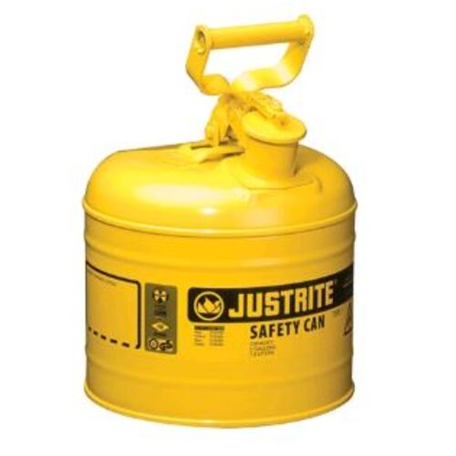 Justrite® Sicherheitskanne mit SWING-Griff, gelb lackiert, Inhalt 9,5 L