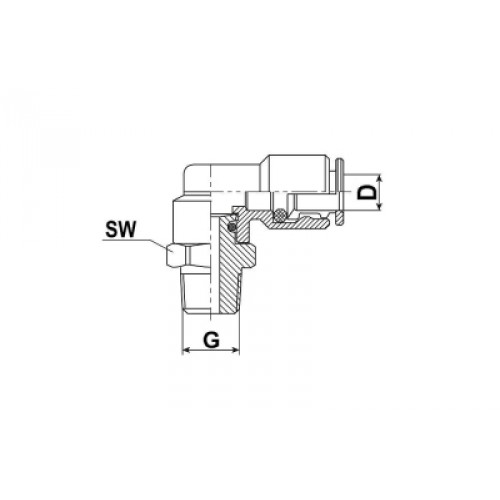 Winkel Steckverschraubung Push-In D4-M6x1,0-SW13, schwenkbar