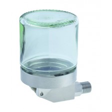 Constant Level Oiler - OilWatch, Vasen Durchmesser 50 mm, G 1/4" Inhalt 120 ccm Behälter aus Naturglas Körper aus Edelstahl V4A