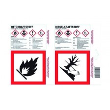 Haftetiketten für Otto-/Dieselkraftstoff-Kanister nach GHS/CLP-Verordnung