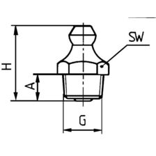 Hydraulik Schmiernippel H1 M 6 x 0,75, SW 7, DIN 71412, Form A, V2A Edelstahl