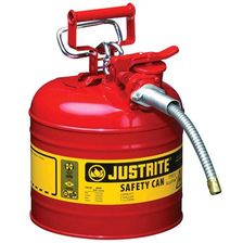 Justrite® Sicherheitskanne ACCU FLOW mit flexiblem Metallschlauch und Dosiergriff, rot lackiert, Inhalt 9,5 L