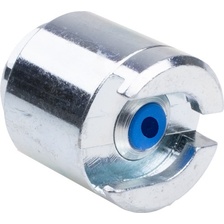 Schiebekupplung, Anschluss frontal, Dichtung blau, Durchlass 4 mm für Flachkopfnippel 16 mm
