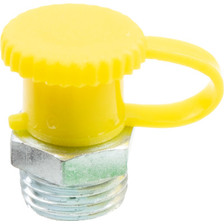 Staubschutzkappe mit Bügel aus gelbem LD-PE für Hydrauliknippel