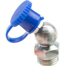 Staubschutzkappe mit Bügel aus blauem LD-PE für Hydrauliknippel